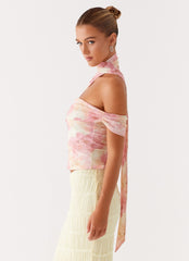 Christal Scarf Top - Floral Print