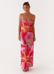 Claudie Maxi Dress - White Pink Lilly