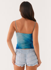 Future Cut Out Top - Blue Tie Dye