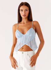 Glynne Frill Top - Baby Blue