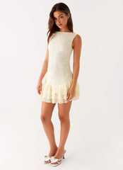 Manuka Ruffle Mini Dress - Yellow