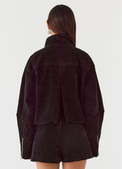 Marlow Faux Suede Jacket - Black