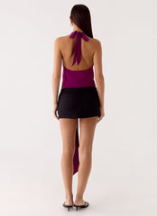 Right Back Halter Top - Maroon