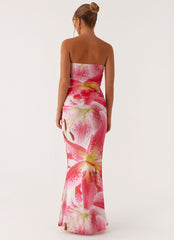 Rudy Maxi Dress - White Pink Lilly