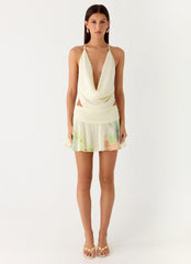 Sweet Charm Cowl Neck Top - Spring Meadow