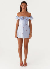 Texas Sun Linen Mini Dress - Blue