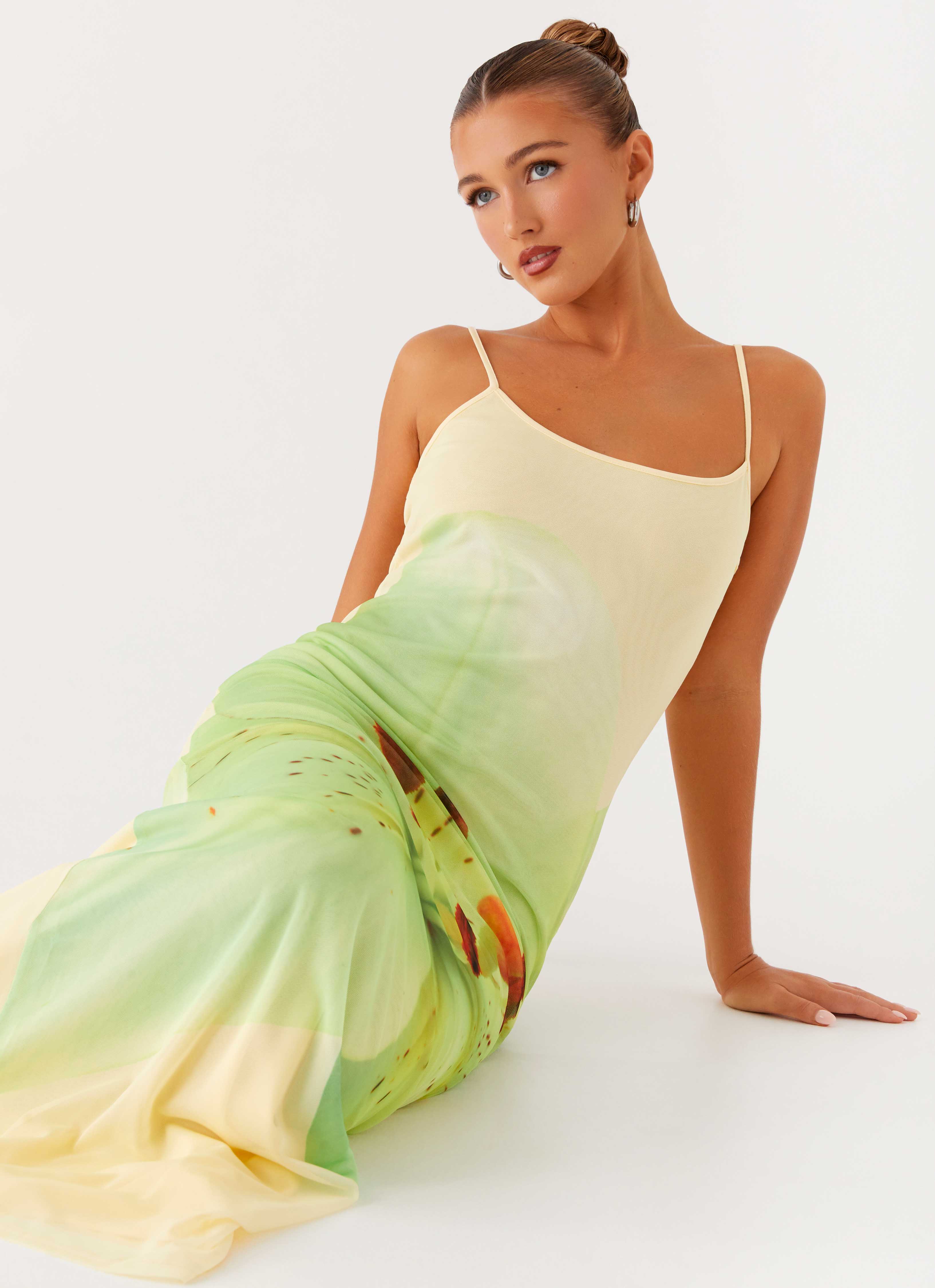 Bad News Mesh Maxi Dress - Yellow Lily