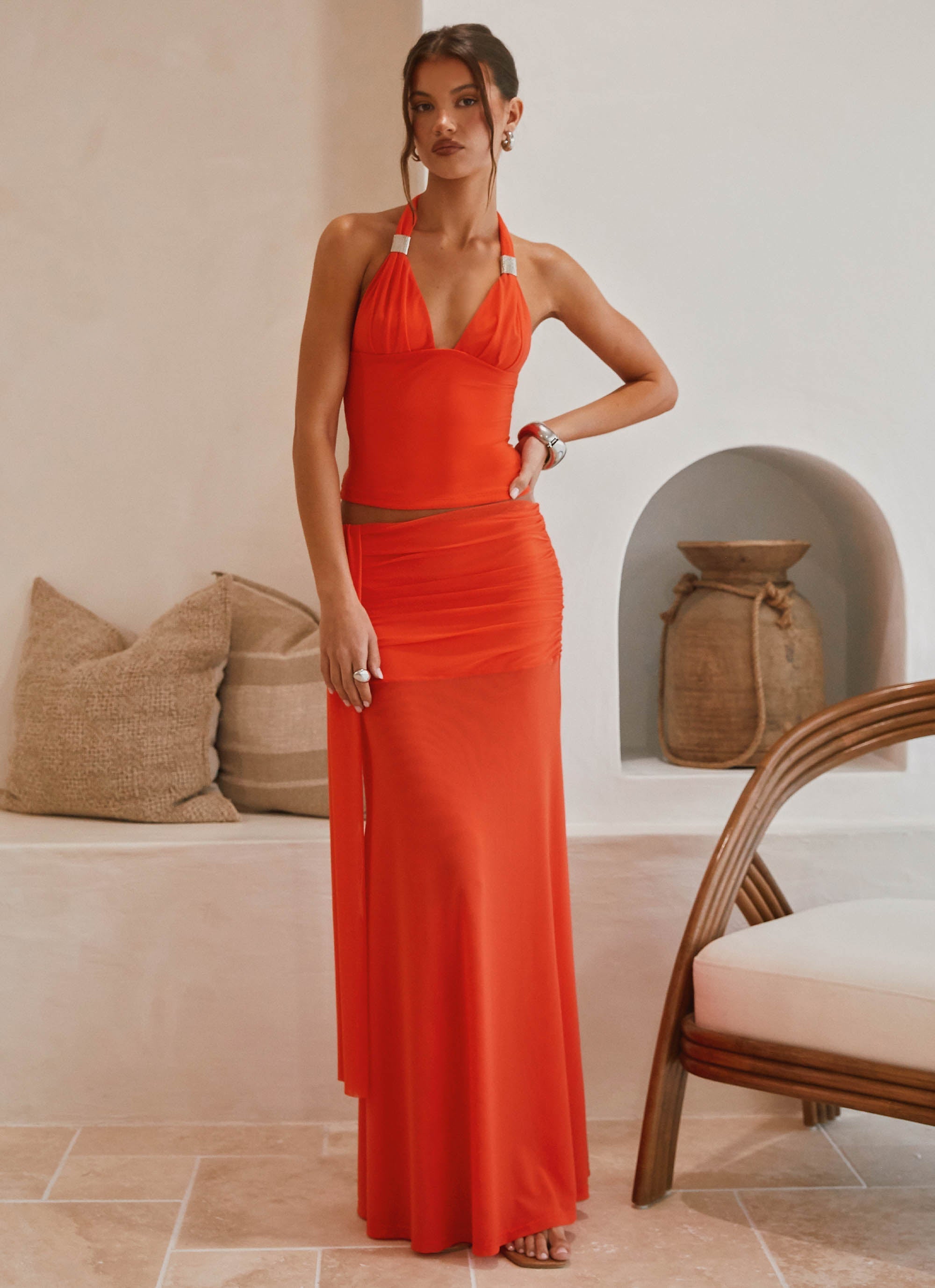 Blaze Maxi Skirt - Fire Red