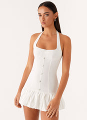 Georgina Denim Mini Dress - White