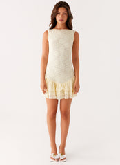 Manuka Ruffle Mini Dress - Yellow