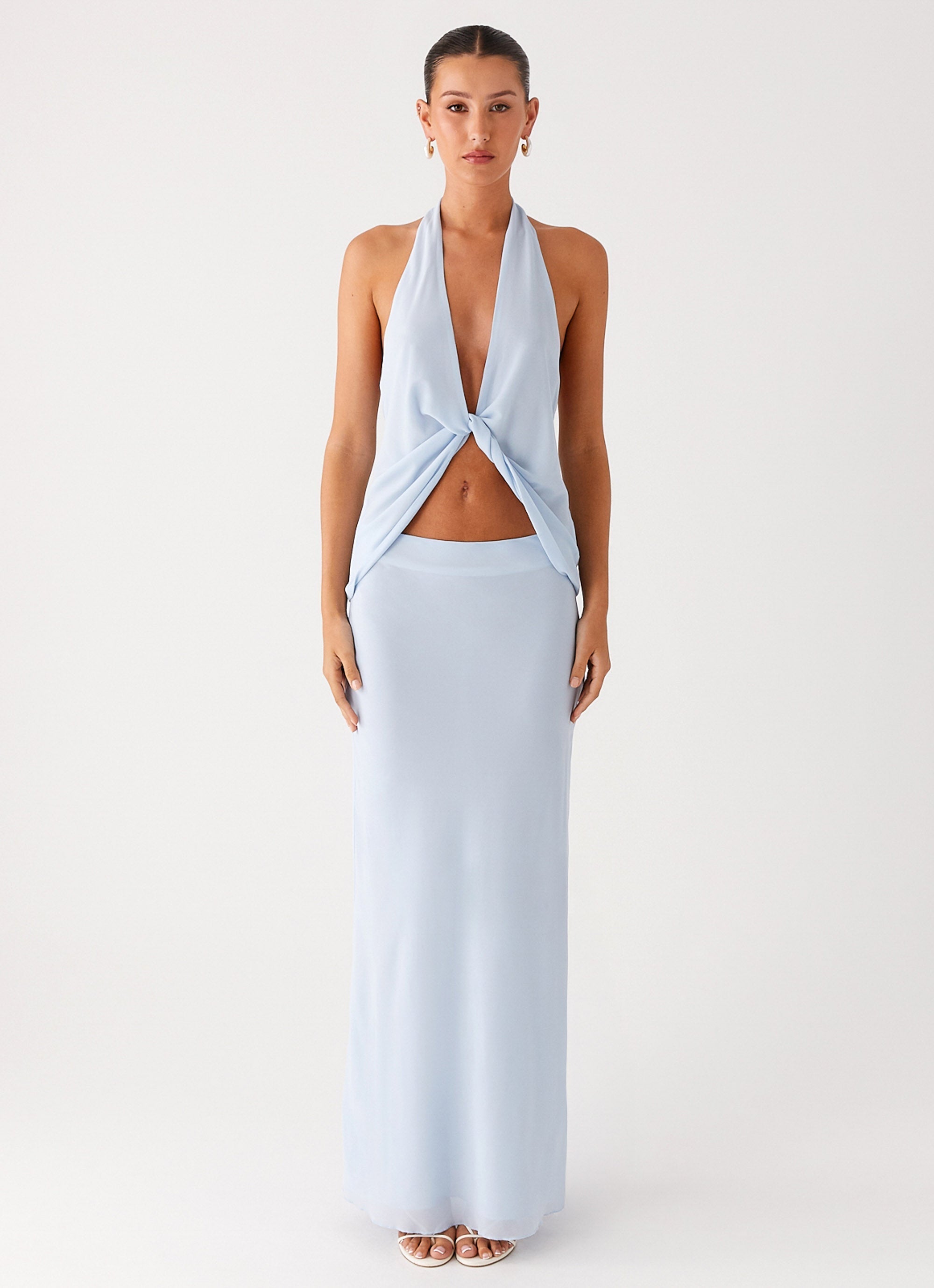 Michaella Chiffon Twist Top - Blue
