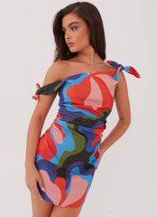 Amazonia Linen Mini Dress - Floral Fantasy
