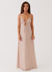 Flora Linen Maxi Dress - Passionfruit Stripe