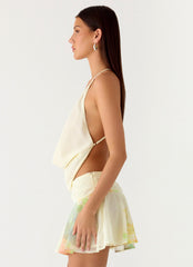 Sweet Charm Cowl Neck Top - Spring Meadow