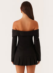 Tarlisha Off Shoulder Long Sleeve Mini Dress - Black